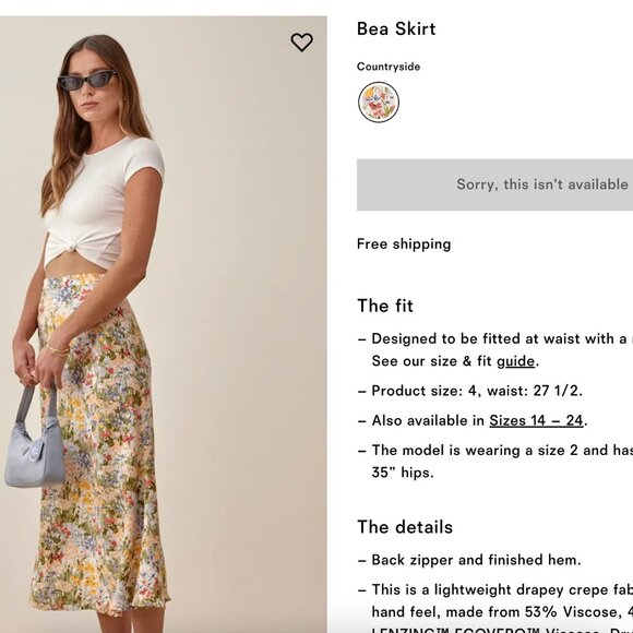 Reformation Bea Skirt Multi - Size 2 NWT - Picture 2 of 4